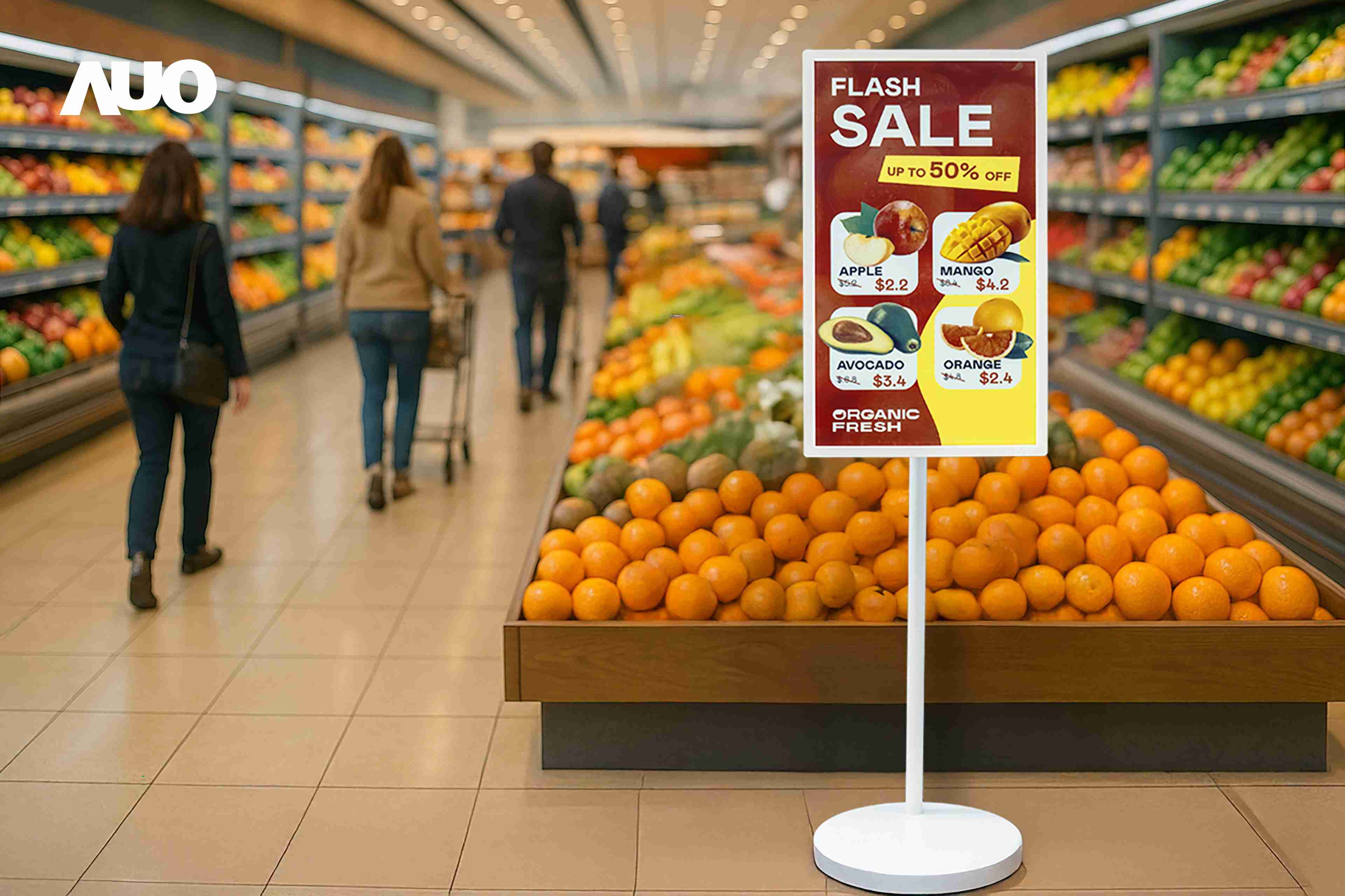 达擎首亮相低功耗、、、、全彩的〝aecoPost电子纸解决方案〞，，，，仅在更新画面时需要微量的电力驱动，，无需布建电线的便捷设计，，，使其可灵活应用、、随意置放，，，，并可透过云端或行动装置app，，轻松管理及排程广告内容，，晋升店头营销利器。。。